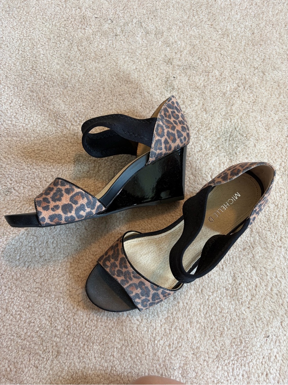 MICHELLE D Cheetah Print Wedge Sandals - Black & Brown